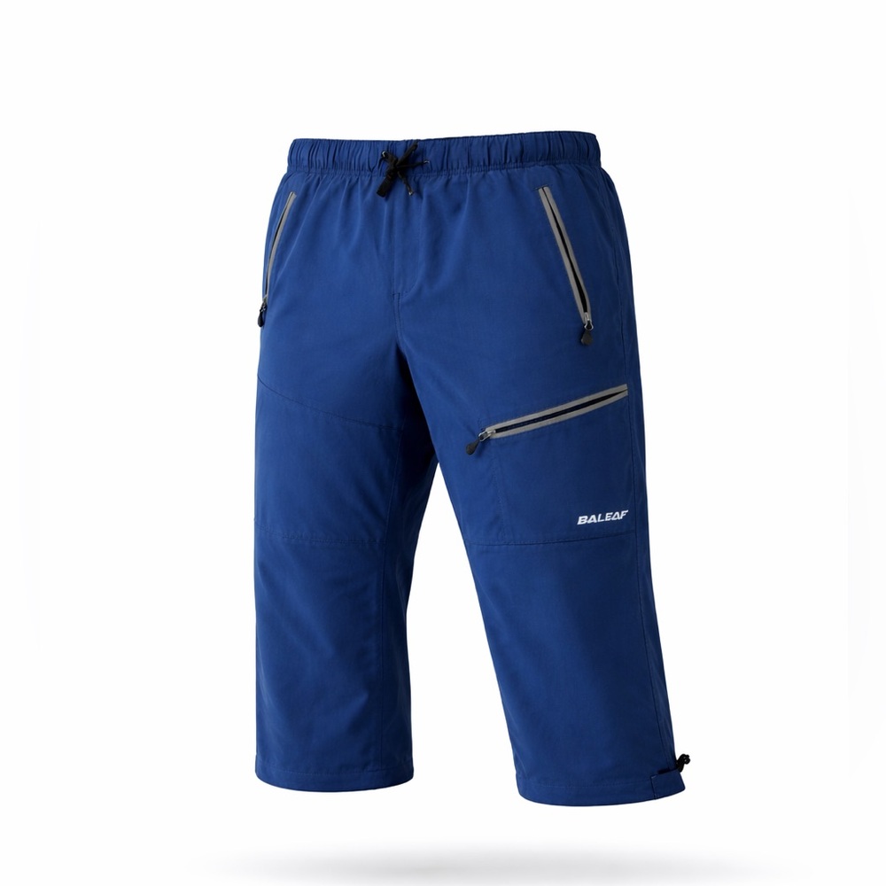 Baleaf Hiking Capri Pants Blue Outdoor Activewear Zip Pocket Womens Medium